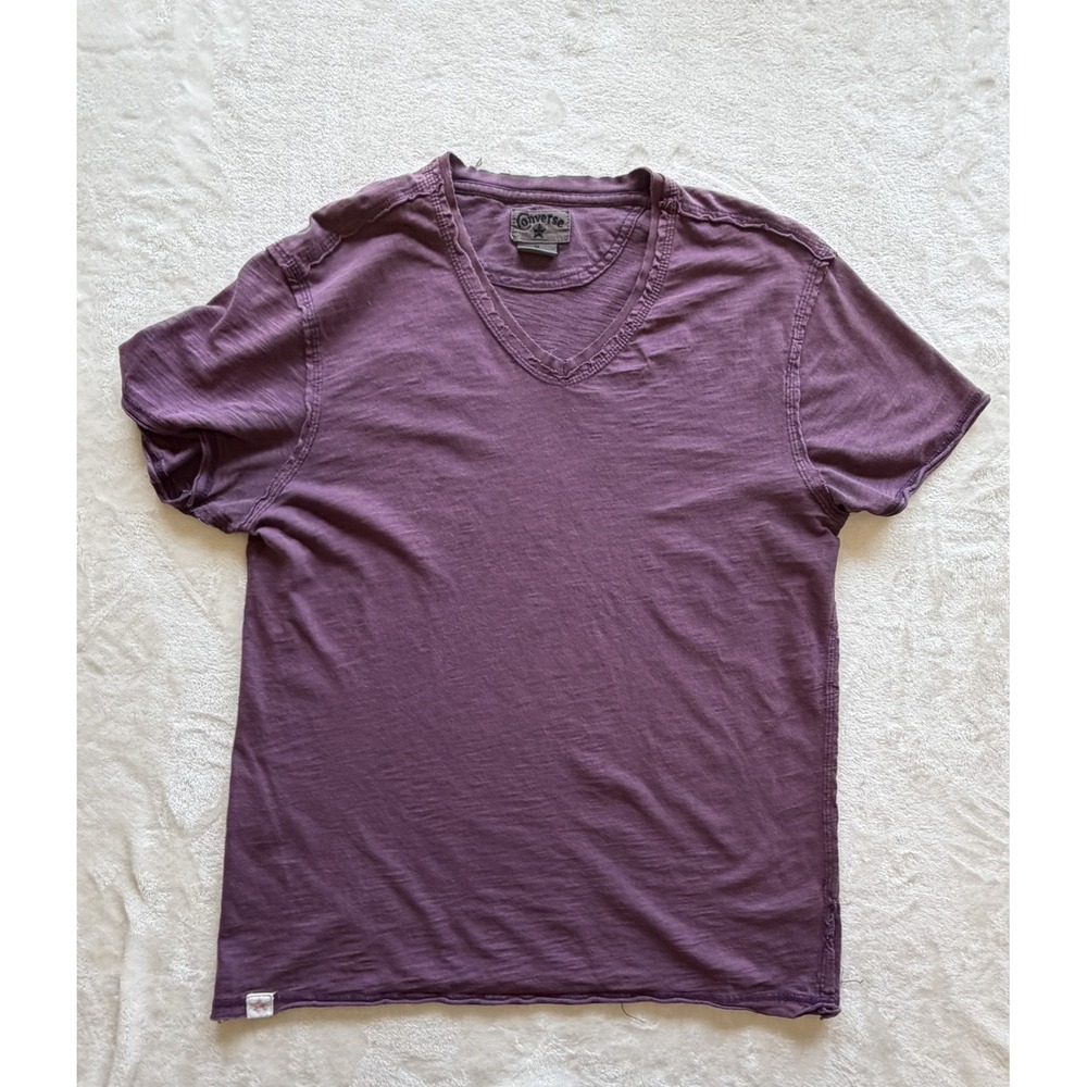 Converse Purple Slub Knit V-Neck T-Shirt Mens Size Medium Excellent